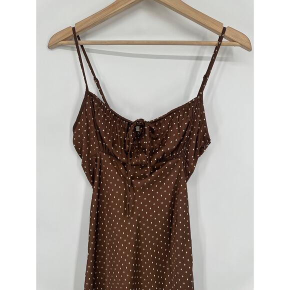 Ciao Lucia Leo Satin Slip Dress Polka Dot Keyhole Tie Front Spaghetti Strap Midi - Picture 8 of 15